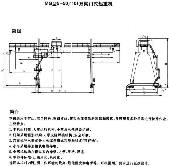 mg型雙主梁通用門式起重機(jī)